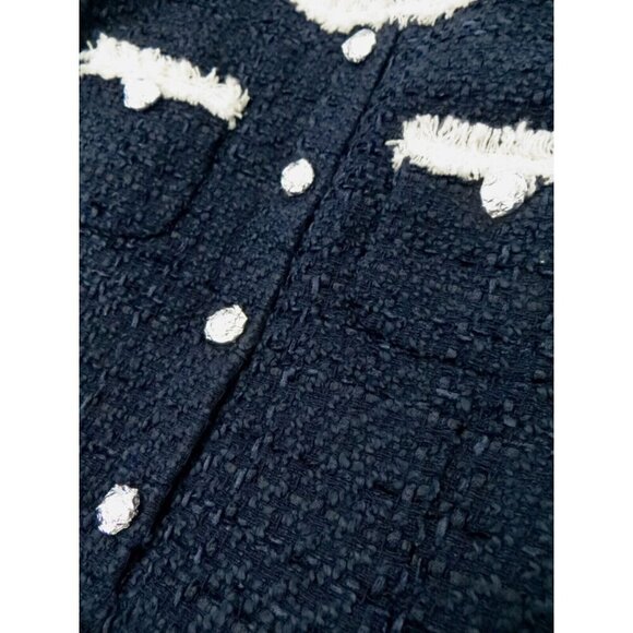 NEW! Talbots Ribbon Tweed Sheath Dress Sleeveless Career Chic Navy Blue SZ 4P - Picture 7 of 9